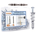 Metal Self Drilling Drywall Anchors, 101PCS Hollow Wall Anchors and Screws Kit, with Specialized Bit, Heavy Duty Sheetrock Anchors + #8×1-3/8 Screws, Easy for Wall, Shelve, Hanging and Mounting