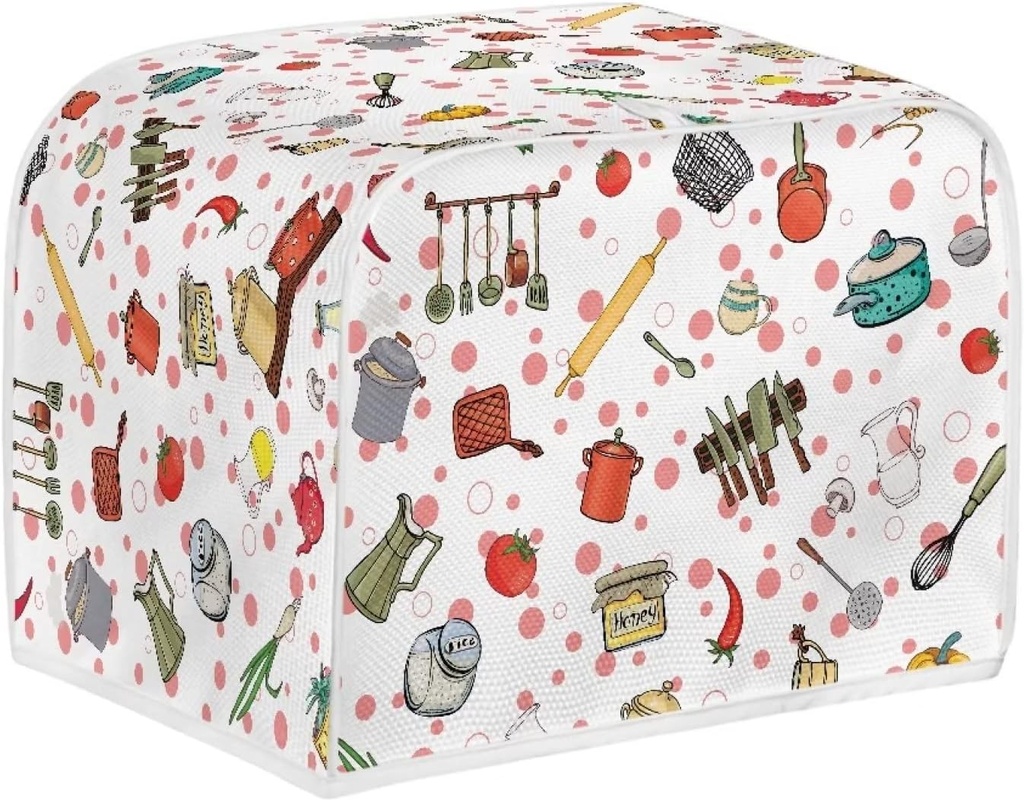 doginthehole Cute Toaster Cover Kitchen Small Appliance Cover for Women Gift, Microwave Toaster Oven Cover for Most Standard 4 Slice Toasters