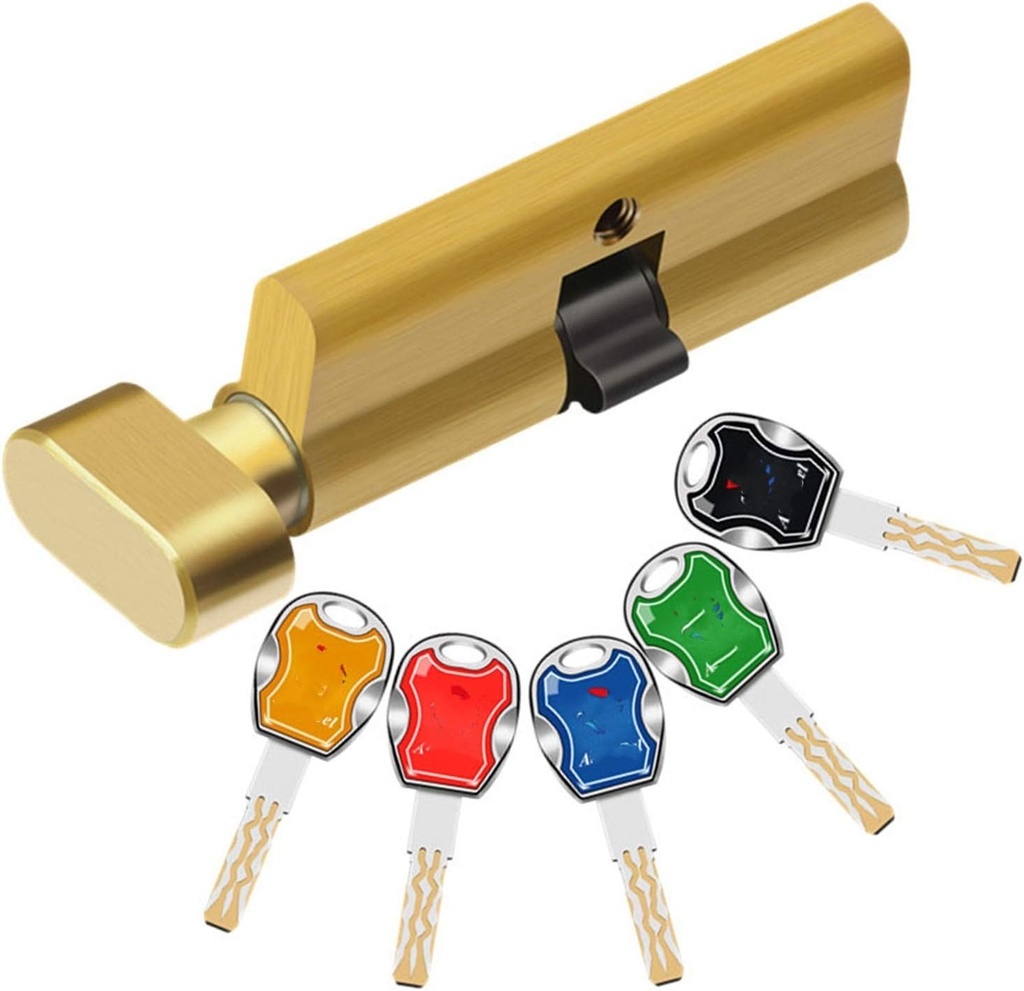Upvc Door Locks, Door Cylinder 70mm Security Copper Lock Cylinder Interior Bedroom Brass Security Door Bedroom 5pcs Key Locking
