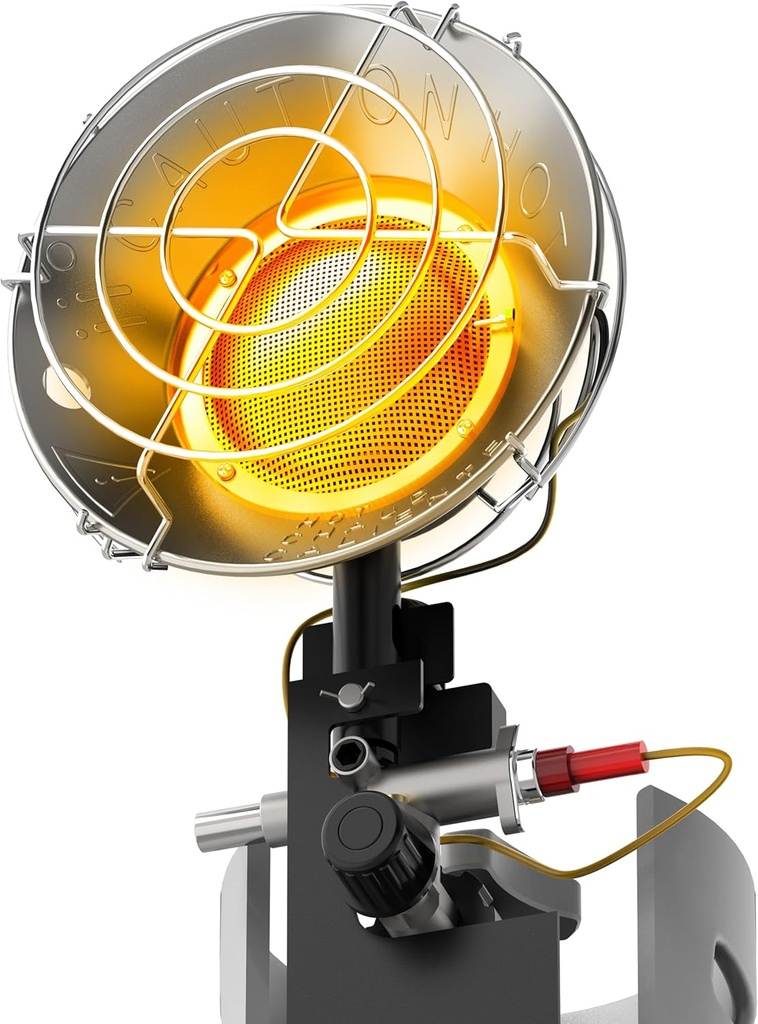 Outdoor Propane Heater, 15,000 BTU Portable Heater with 3 Heating Modes, Camping Heater with Shut-off Valve and Tip-over Switch, 30° Rotating Single Tank Top Heater for Garage, Patio, Black