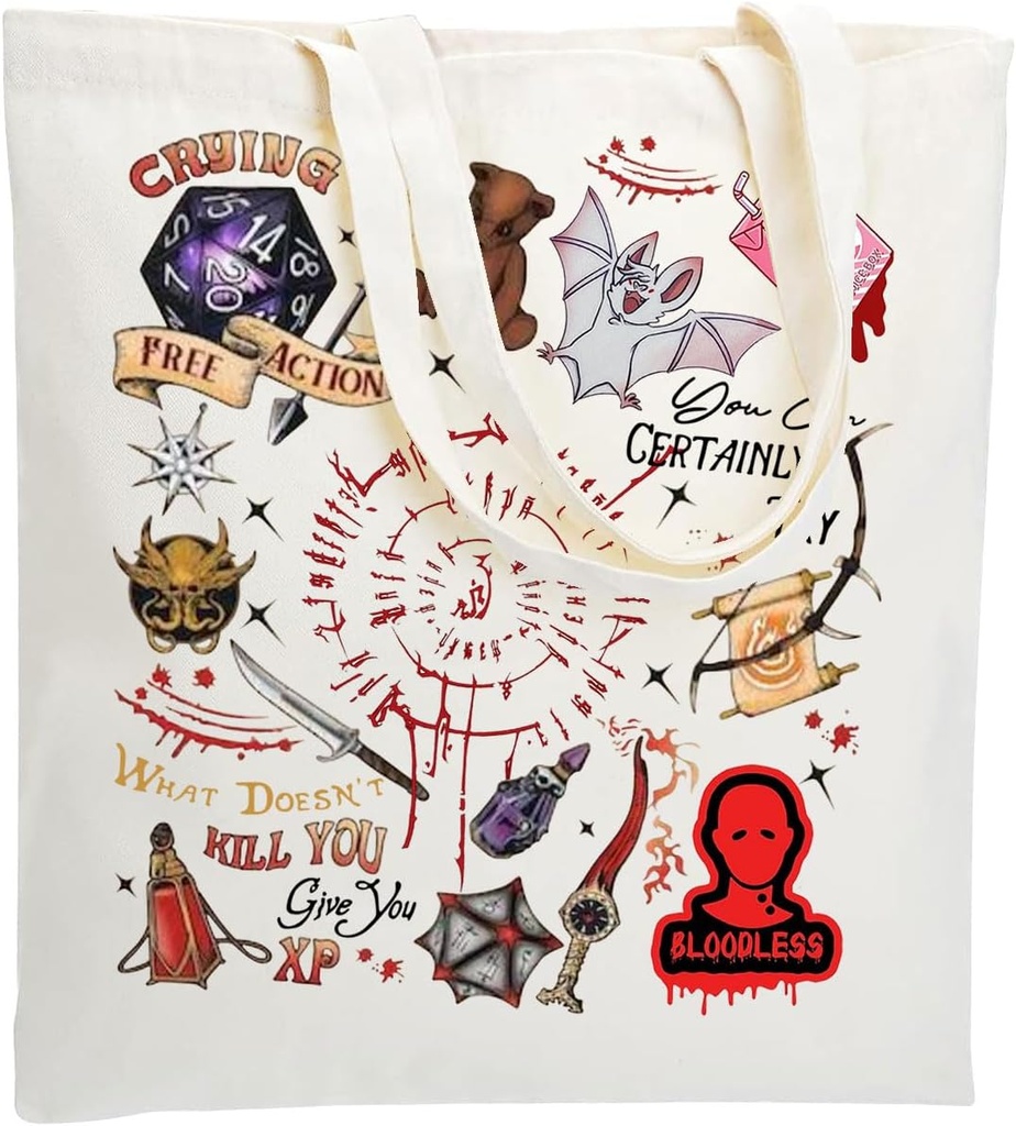 WZJHCL BG3 Tote Bag Video Gamer Reusable Grocery Tote Bag Astarion Shoulder Bag BG3 Merch Fantasy And Gaming Travel Tote