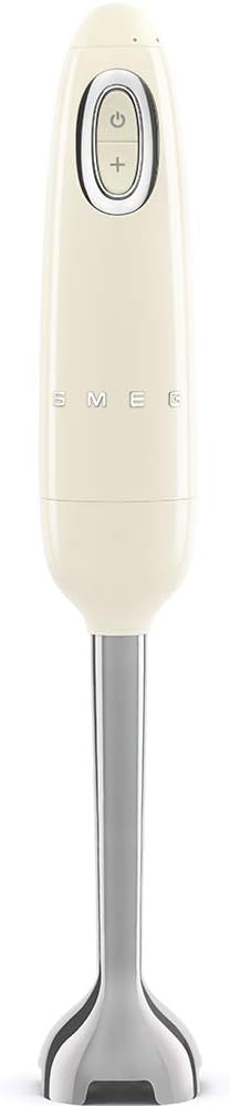 SMEG Handheld Immersion Blender 5 Speeds with Turbo Boost Stainless Steel Blades Nonslip Ergonomic Handle HBF11CRUS Cream