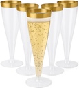 Oojami 50 Plastic Classic Champagne Disposable Flutes for Parties Plastic cups Wedding Party Toasting Cocktail Mimosa Cups Bulk Party Pack New Years EveSupplies (Gold Rim)