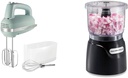 Hamilton Beach Vintage-Style 5-Speed Electric Hand Mixer, Powerful 1.3 Amp DC & Electric Vegetable Chopper & Mini Food Processor, 3-Cup, 350 Watts, for Dicing, Mincing, and Puree, Black (72850)