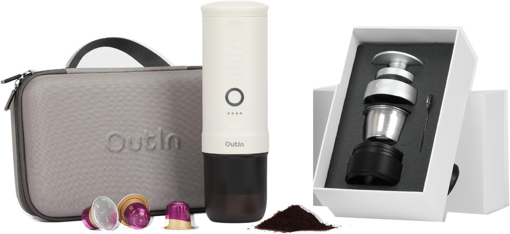OutIn Nano Complete set Portable Espresso Machine with Double Shot Accessorries and Carry Bag