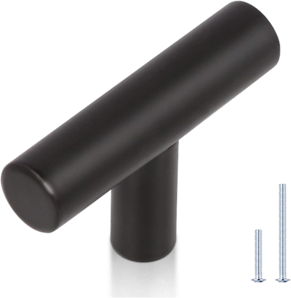 KNOBWELL 20 Pack Single Hole 2" Black Cabinet Knobs and Pulls, Drawer Knobs, Dresser Knob for Kitchen and Bathroom