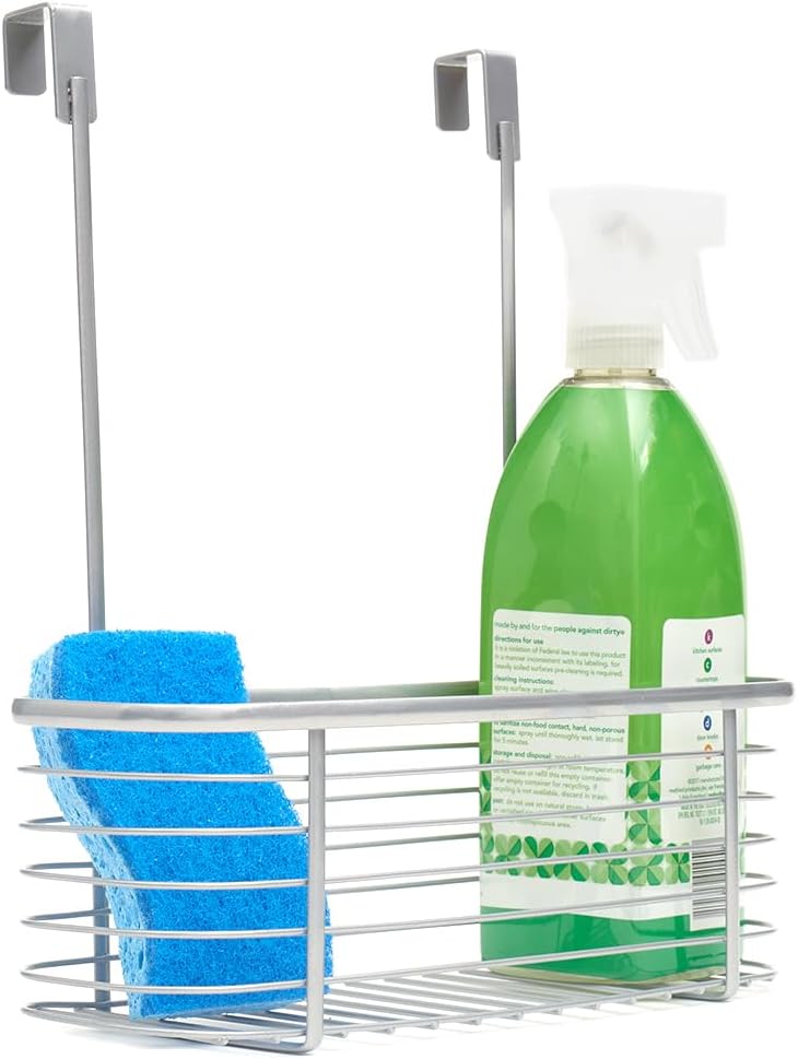 Silver Over-The-Cabinet Storage Basket by Home Basics | Stylish and Functional Solution for Effortless Kitchen Organization and Space Maximization