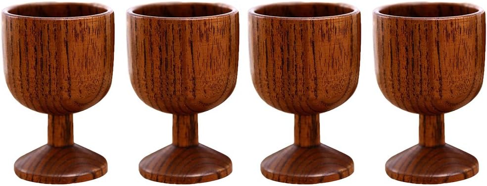 4 Wooden Goblet Mug Beer Tankard Christmas Party Pure Handcrafted Coffee Mug