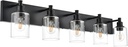 TODOLUZ Black Bathroom Light Fixtures Over Mirror, Modern 5-Lights Wall Sconce Lighting with Clear Glass Shade for Vanity Living Room (E26 Bulb Base)