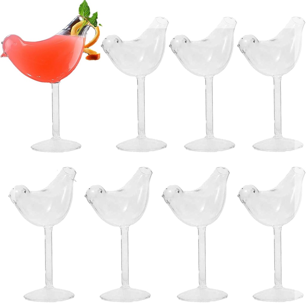 UPKOCH 8 Pack Cocktail Glass Bird Shaped Cocktail Glass Set Creative Glass Goblet Clear Champagne Wine Glasses Transparent Glassware for Bar Restaurant Club Party