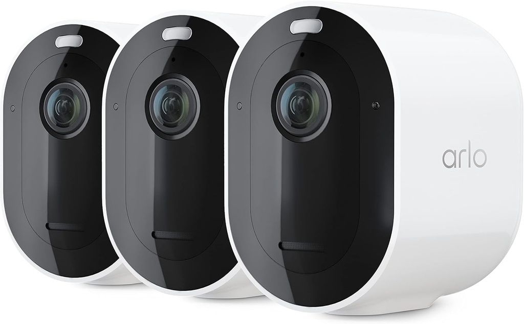Arlo Pro 4 Spotlight Camera - 3 Pack - Wireless Security, 2K Video & HDR, Color Night Vision, 2 Way Audio, Wire-Free, Direct to WiFi No Hub Needed, White - VMC4350P