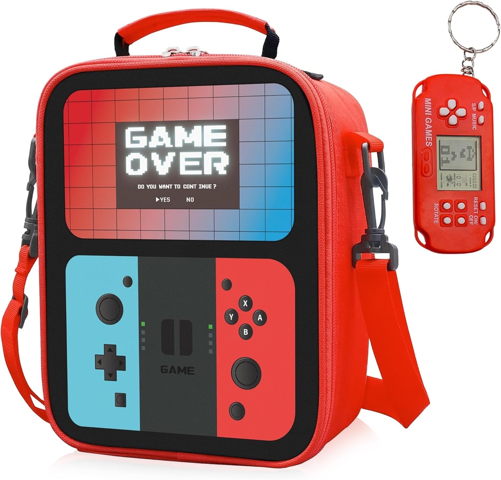 Game Console Insulated Lunch Bag for Kids & Teens – Large-Capacity, Reusable, Waterproof & Leak-Proof Lunch Box Tote for School, Office, Picnic, Gamers, Boys