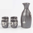 Sake Set Japanese 5 Piece Sake Set, Hand-Painted Cherry Blossoms, 4 Sake Cups,1 Sake Pot GYL24824