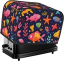 Ocean Colorful Fish Pattern Toaster Cover 2 Slice Washable Bread Maker Cover Decorative Kitchen Small Appliance Covers Dust Protection Stain Resistant Bread Machine Protector with Top Handle