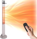 SereneLife Infrared Patio Heater, Electric Patio Heater for Indoor/Outdoor Use, Portable Table Heater with Remote Control, 1500 W, for Restaurant, Patio, Backyard, Garage, Decks (Silver)