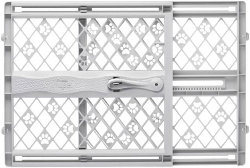 MYPET North States Paws Portable Pet Gate: 26-40" Wide. Pressure Mount. No tools needed. Made in USA. Dog Gate 23" Tall, Expandable, Durable Dog Gates for Doorways, Light Gray