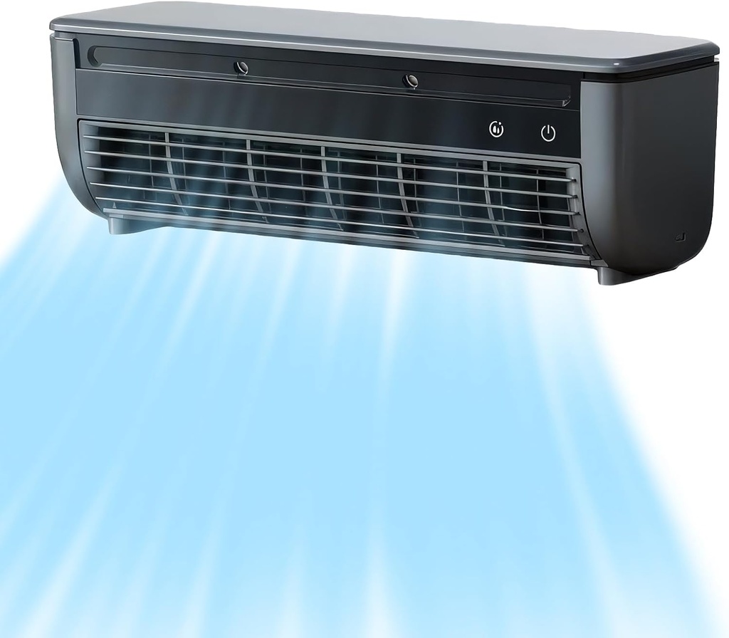 No‑Drill Wall AC Unit Fan, Portable Wireless Air Conditioner Fan, Rechargeable Charging Air Conditioner Fan with 6000 mAh Battery, 10s Instant Cooling & 3‑Speed for camping, Kitchen (Black)
