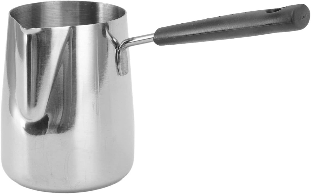 Turkish Coffee Pot, 600ml/20oz Stainless Steel Coffee Warmer Pot Butter Warmer Milk Warmer Pot Turkish Tea Pot Espresso Coffee Decanter Mini Saucepan with Spout Milk Pot