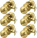 Probrico Brushed Brass Door Knobs for Bedroom Bathroom, Interior Door Knob with Round Ball, Gold Privacy Door Knob, 6 Pack