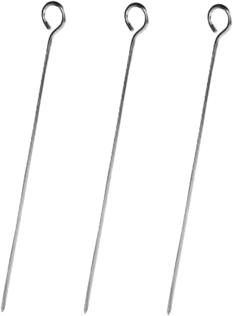 3Pcs Stainless Steel Hanging Skewer Rack with Drip Plates for Bbq Grilling Sharp Needles Hold Meat Securely Portable Vertical Barbecue Skewer Holder for Camping Tailgating Backyard