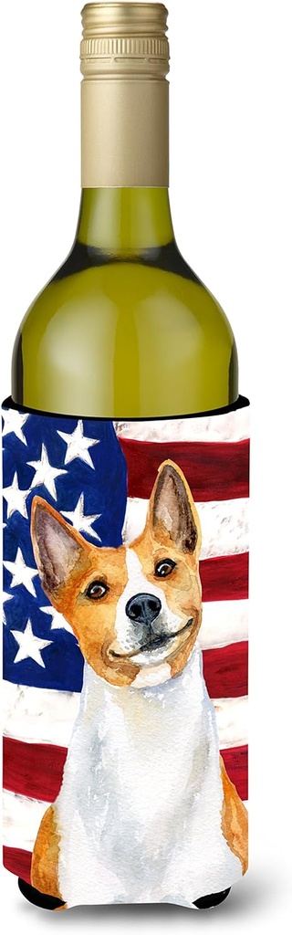 Caroline's Treasures BB9692LITERK Basenji Patriotic Wine Bottle Hugger Bottle Cooler Sleeve Hugger Machine Washable Collapsible Insulator Beverage Insulated Holder