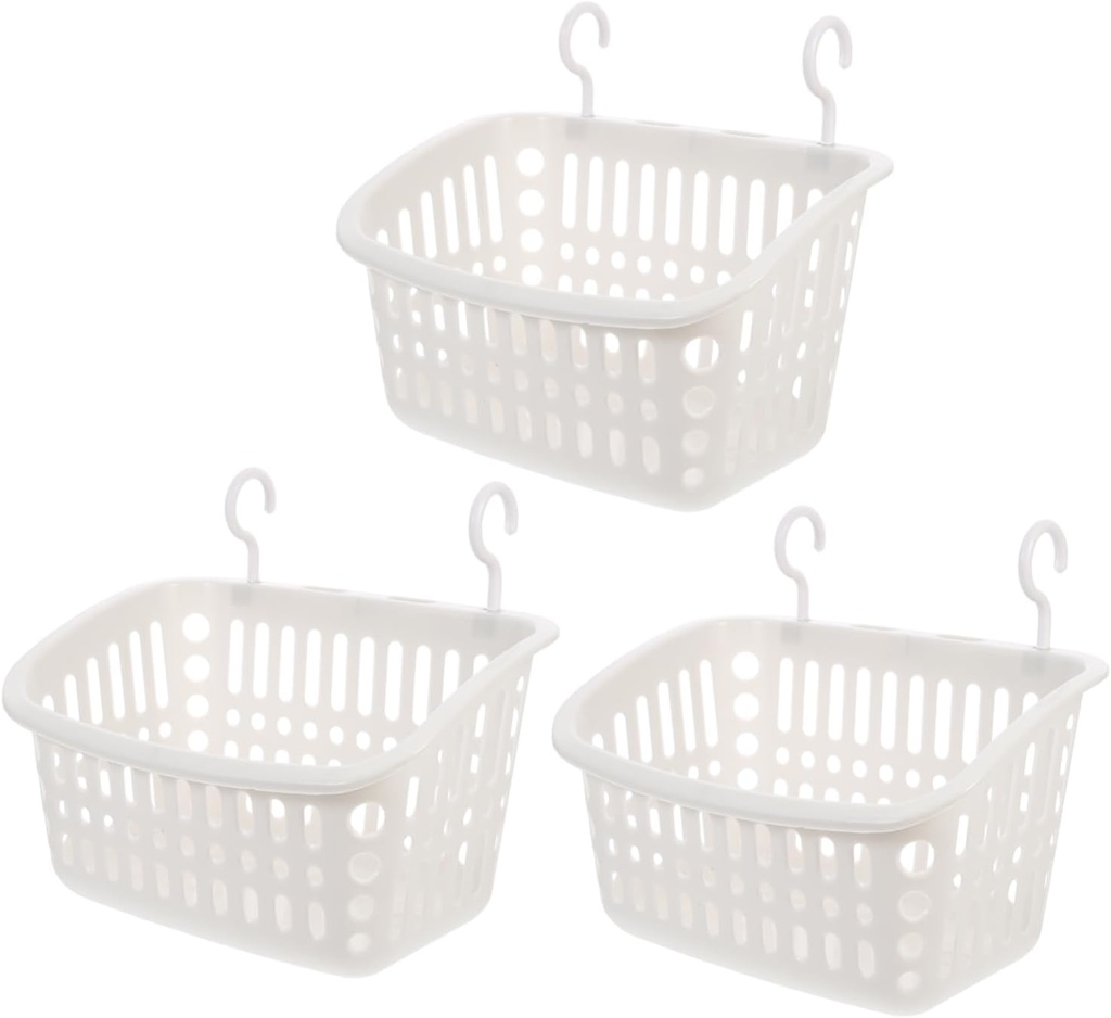 Ciieeo 3pcs Hanging Storage Basket for Kitchen Bathroom and Office Plastic Organizer with Strong Load Bearing Capacity Space Saving Wall Mounted Toiletries and Condiment Holder