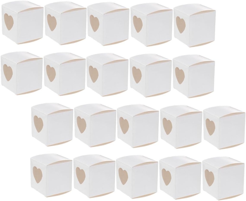 PRETYZOOM Heart-shaped Cupcake Boxes Mini Dessert Tart Boxes Easy to Assemble for Wedding Party and Giving