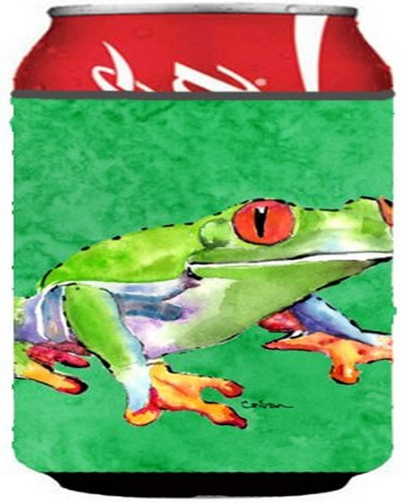 Caroline's Treasures 8688CC Frog Can or Bottle Hugger Cooler Washable Drink Sleeve Collapsible Beverage Insulated Holder, Can Hugger, Multicolor