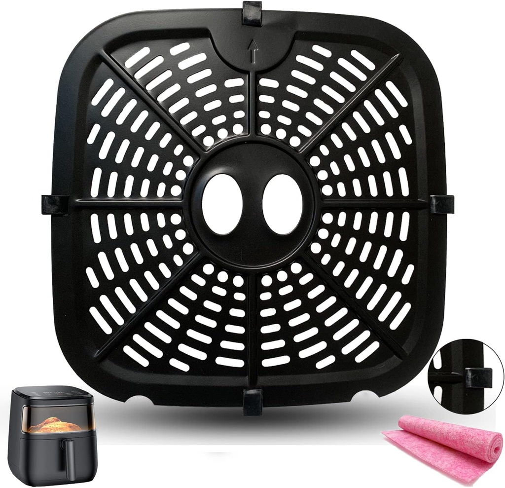 Square Air Fryer Replacement Crisper Tray for 6.8QT Dreo Air Fryer Pro Max, 9.6IN Upgraded Double-layer Coating Air Fryer Grill Plate Pan Rack Grate Grid Insert for Dreo Air Fryers