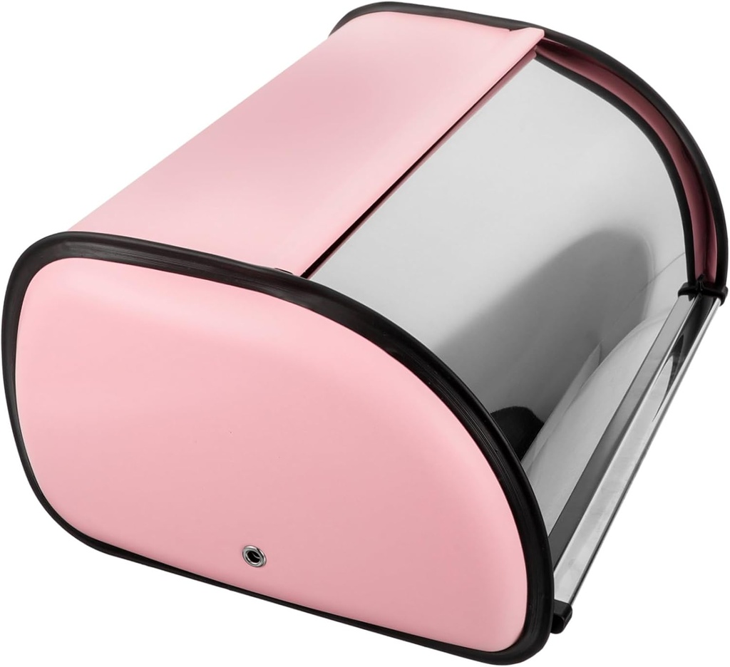 Unomor Metal Bread Box Tempered Lid Vintage Kitchen Storage Container for Breads and Snacks Capacity Space-saving Design Mirror Finish