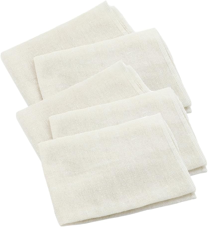 Pokinge 5pcs Square Steamer Cloth Food Filter Cloth,Cotton Steamer Liners with Fine Mesh,Non-stick Baking Mats,Foldable Steaming Tools for Dumplings Buns