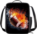 doginthehole Kids Lunch Box for Boys Cool Burning Rugby Print Insulated Lunch Bag for Teens Portable Reusable Toddler Lunch Cooler Bag for Primary Middle School