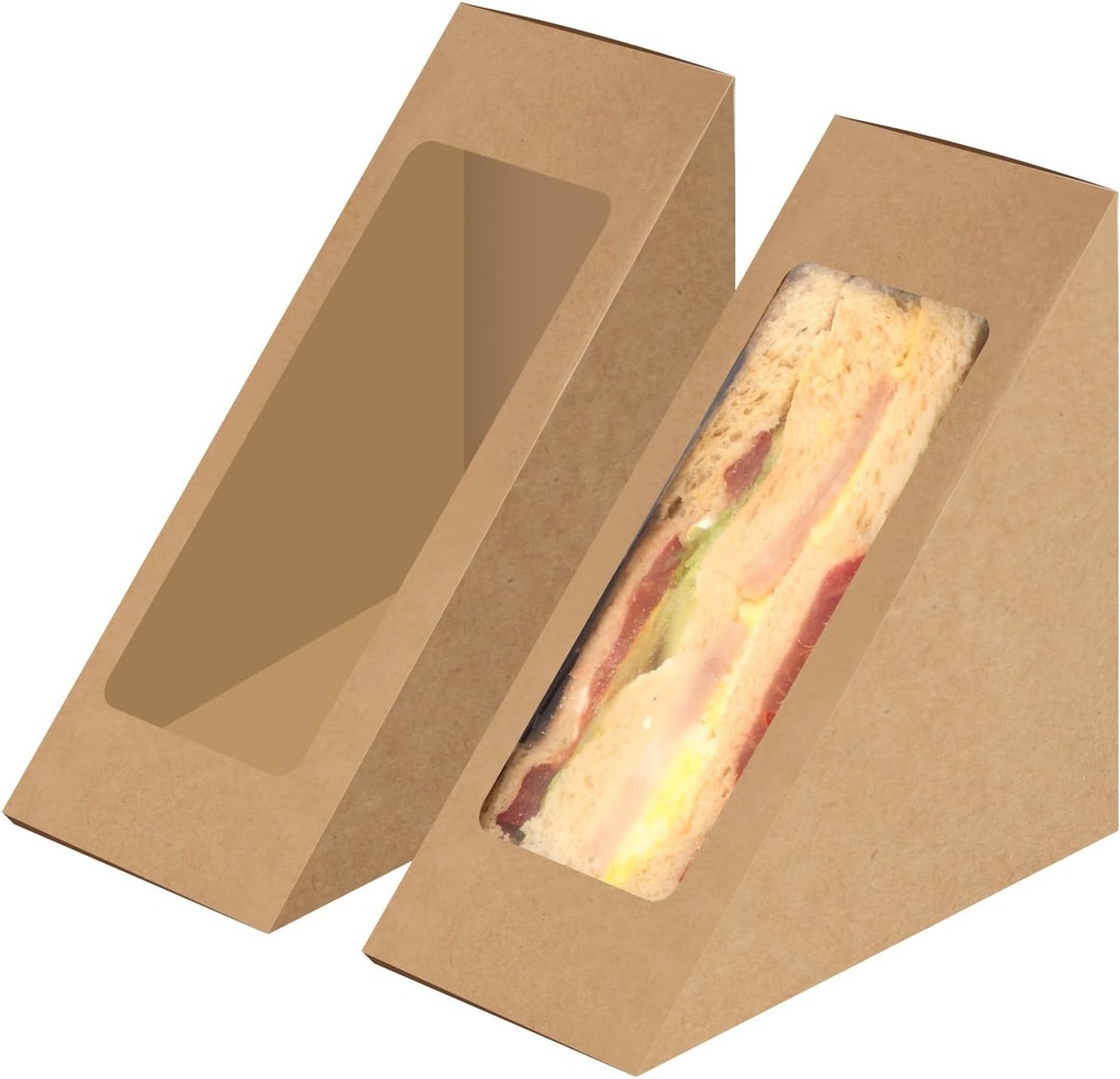 Paper Sandwich Box 50 Pieces Sandwich Take Out Boxes with Window Paper Take Out Containers Mini Burger Boxes for Bakery, Restaurant Takeaway service