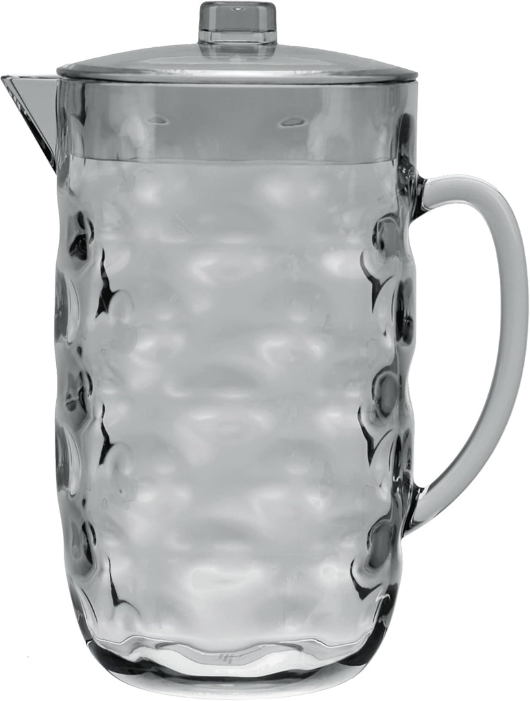 QG Clear Light Grey BPA Free Acrylic Plastic Pitcher with Lid - Great for Iced Tea, Juice & Water 0.63 Gallon / 80 fl oz. / 2.5 Quart