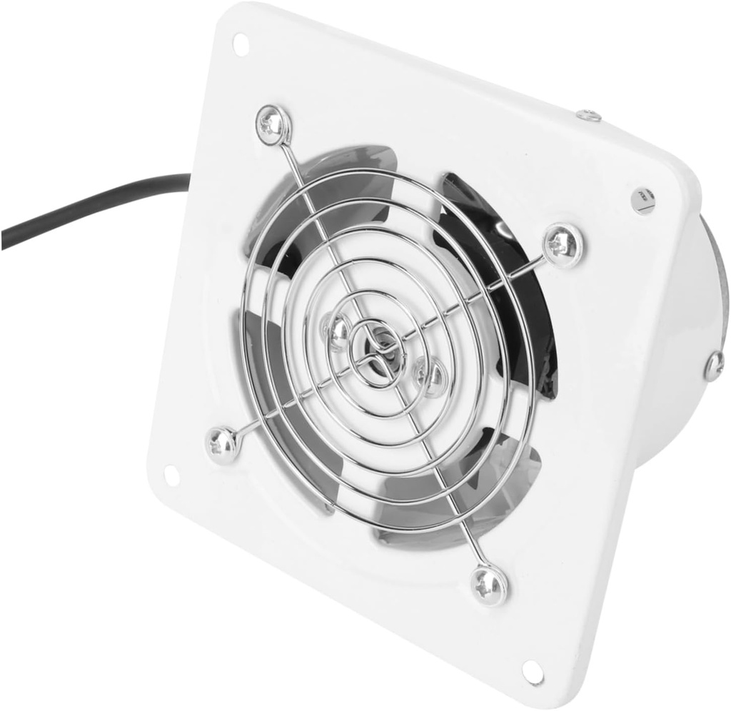 Wall Mount Exhaust Fan White Kitchen Bathroom Ventilation Fan with Pure Copper Motor Blade Strong Wind Low Noise Metal Safety Shield for Toilet Laundry