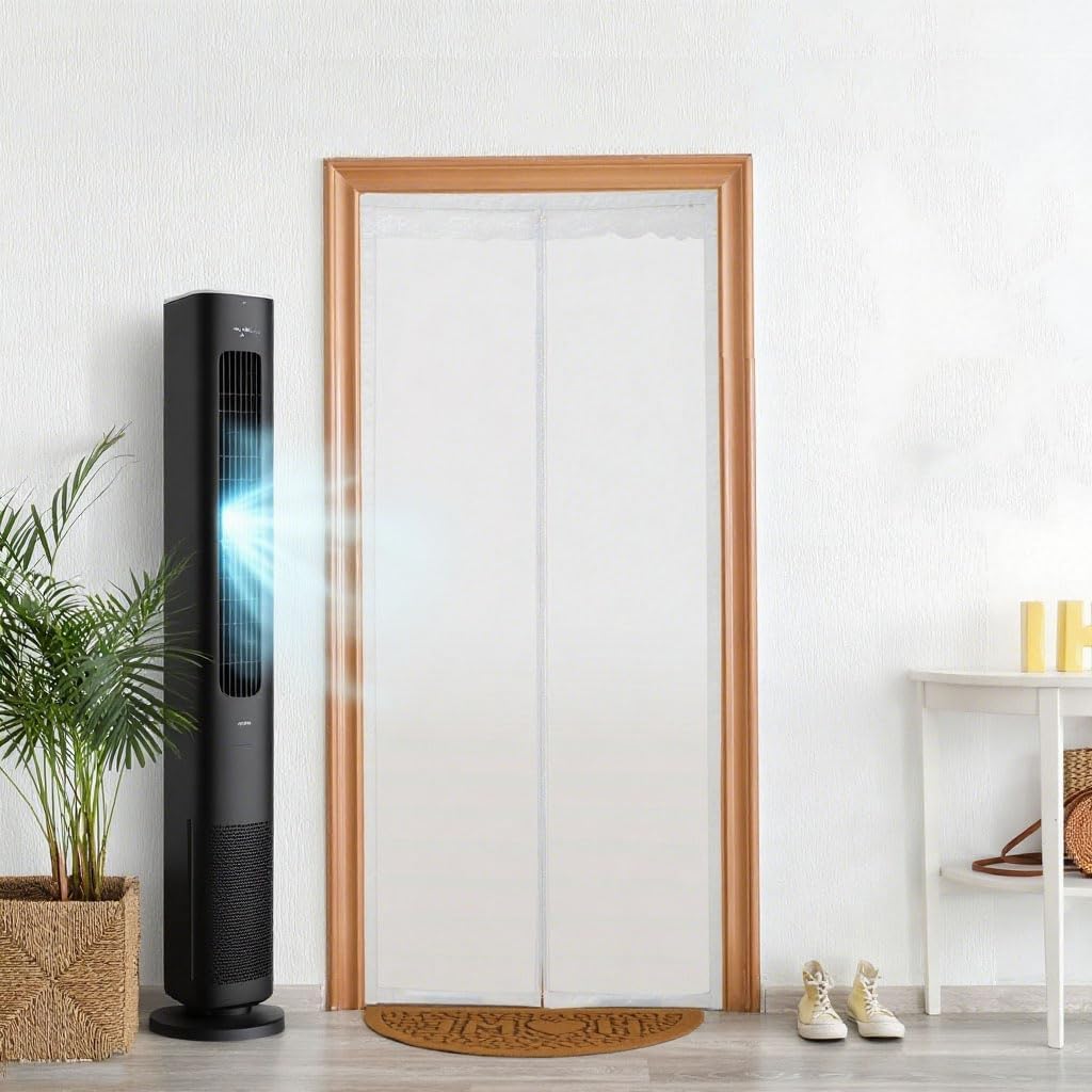 EVA Insulated Door Curtain Magnetic Screen Door Frosted Privacy Door Screen with Full Magnets Easy Install Screen Size 38x82 inch Fit Door Size 36x80 inch