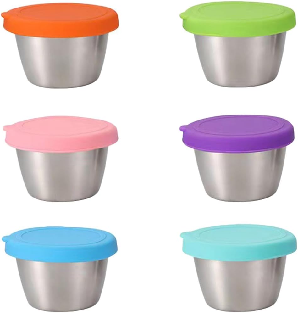 LIFKOME 6pcs Salad Dressing Container Small Condiment Cup with Lid Reusable Sauce Dipping Cup for To Go Lunch Boxes Picnic Camping Travel