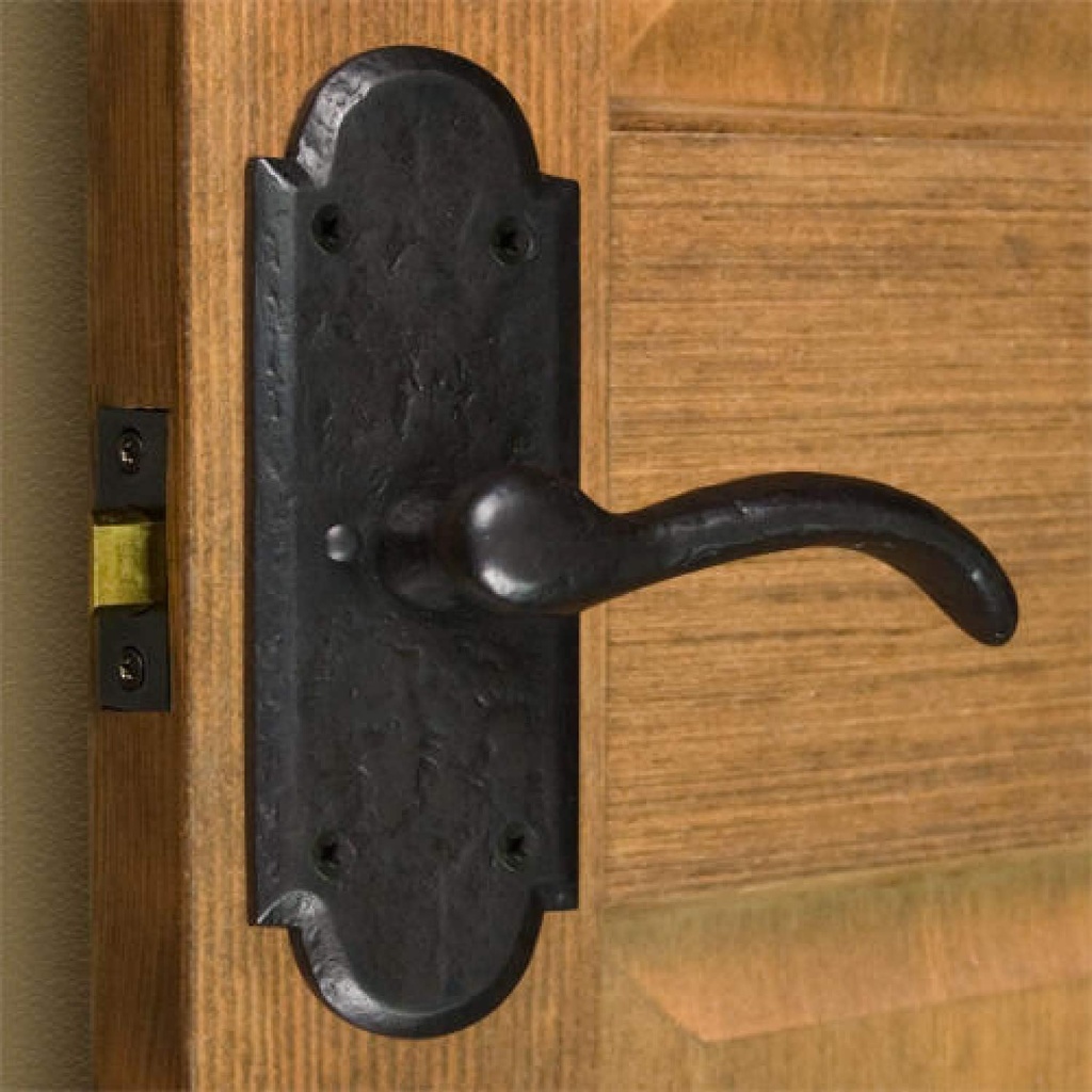 Signature Hardware 287031 Duncan Privacy Door Lever Set with 2-3/8" Backset and Decorative Ornate Rose