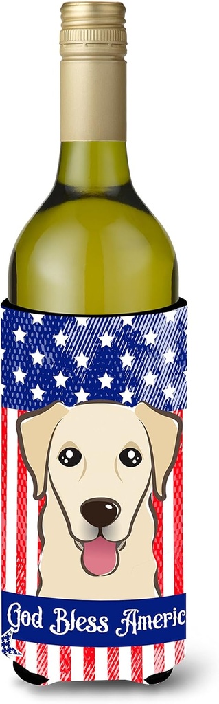 Caroline's Treasures BB2182LITERK American Flag and Golden Retriever Wine Bottle Hugger Bottle Cooler Sleeve Hugger Machine Washable Collapsible Insulator Beverage Insulated Holder