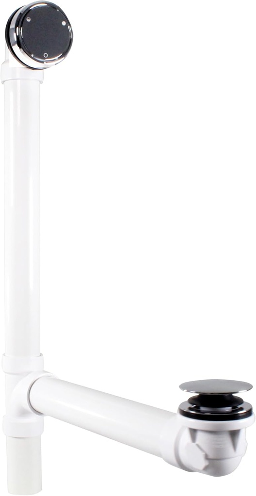 Westbrass Universal Deep Soak PVC Bath Drain, D493244CHM-26, Polished Chrome