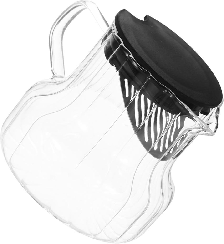 GLEAVI Hand Brewed Coffee Pot Lid Glass Pot Server Tea Kettle Glass Pitcher Steeper Decanter Carafes Elegant Vertical Stripes Design