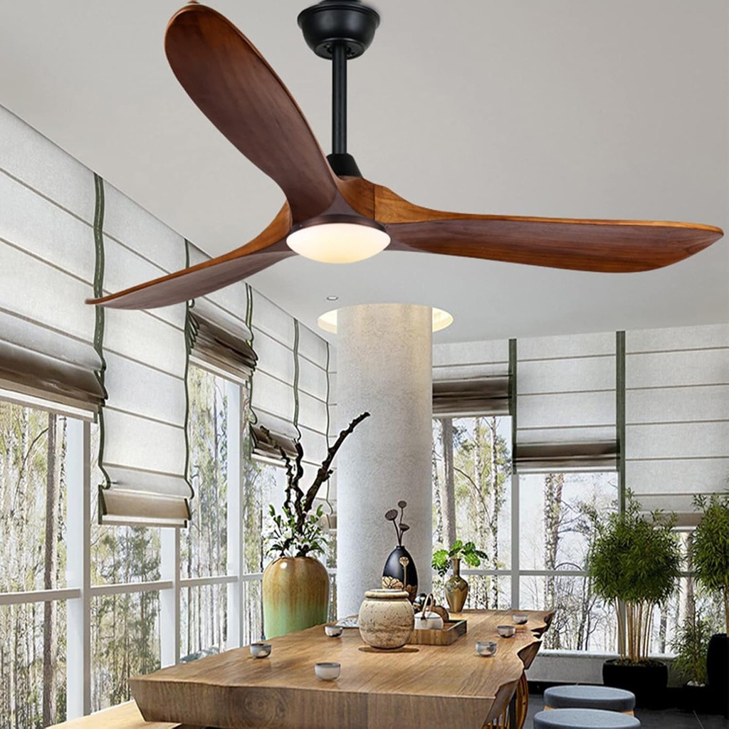 Farmhouse Ceiling Fans with Lights, 60 inch Outdoor Ceiling Fan for Patios with Light, 3 Blades Wood Ceiling Fan Damp Rated Large Airflow Commercial Ceiling Fans for Exterior House Porch Gazebo
