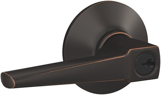 SCHLAGE F51A ELR 716 PLY Eller Lever with Plymouth Trim Keyed Entry Lock, Aged Bronze