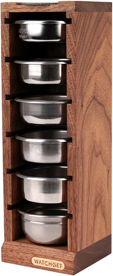 watchget Espresso Filter Basket Stand Portafilter Filter Basket Holder Rack Wooden Espresso Portafilter Precision Basket Storage Stand for 58mm Espresso Machines and 58mm Coffee Puck Screen