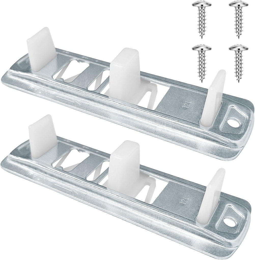 Sliding Closet Door Floor Guide, Adjustable Closet Door Guides for Floor,Stamped Steel Sliding Closet Door Hardware Compatible with Prime-Line N 6560 Fits 3/4" to 1-3/8" Doors(2 Pack，White)