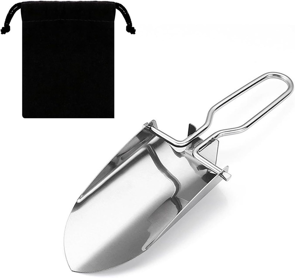 Foldable Hiking Trowel Stainless Steel Camping Shovel Portable Gardening Trowel Folding Design with Carry Pouch