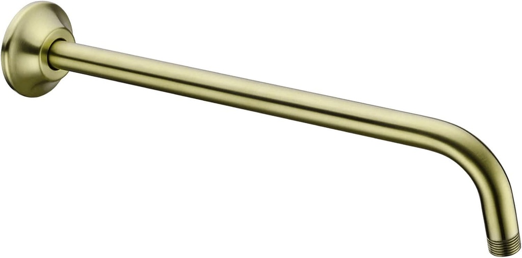 BESTILL 16 Inch L-Shaped Shower Head Extension Arm, Shower Arm and Flange Included, Brushed Gold