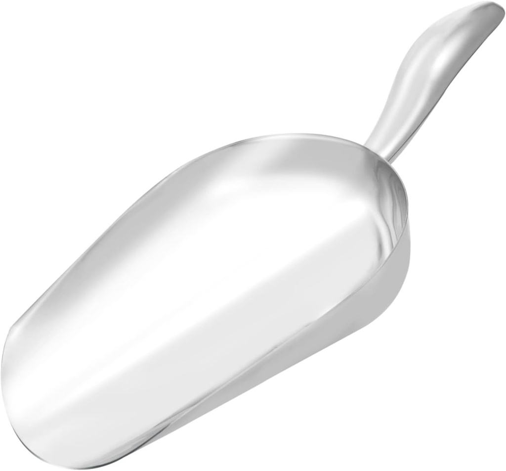 Stainless Steel Utility Scoop for Kitchen Heavy Duty Flour Ice Scoop with Ergonomic Handle for Baking and Party Use Silver