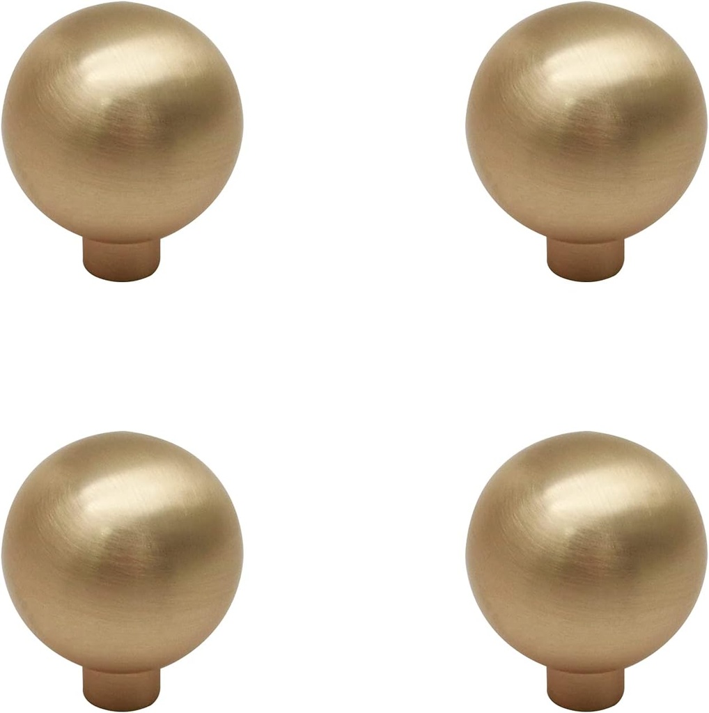 4pcs Solid Round Ball Cabinet Knobs 0.98" Dia Polished Kitchen Hardware Knobs for Cupboard Drawers,Pearl Gold