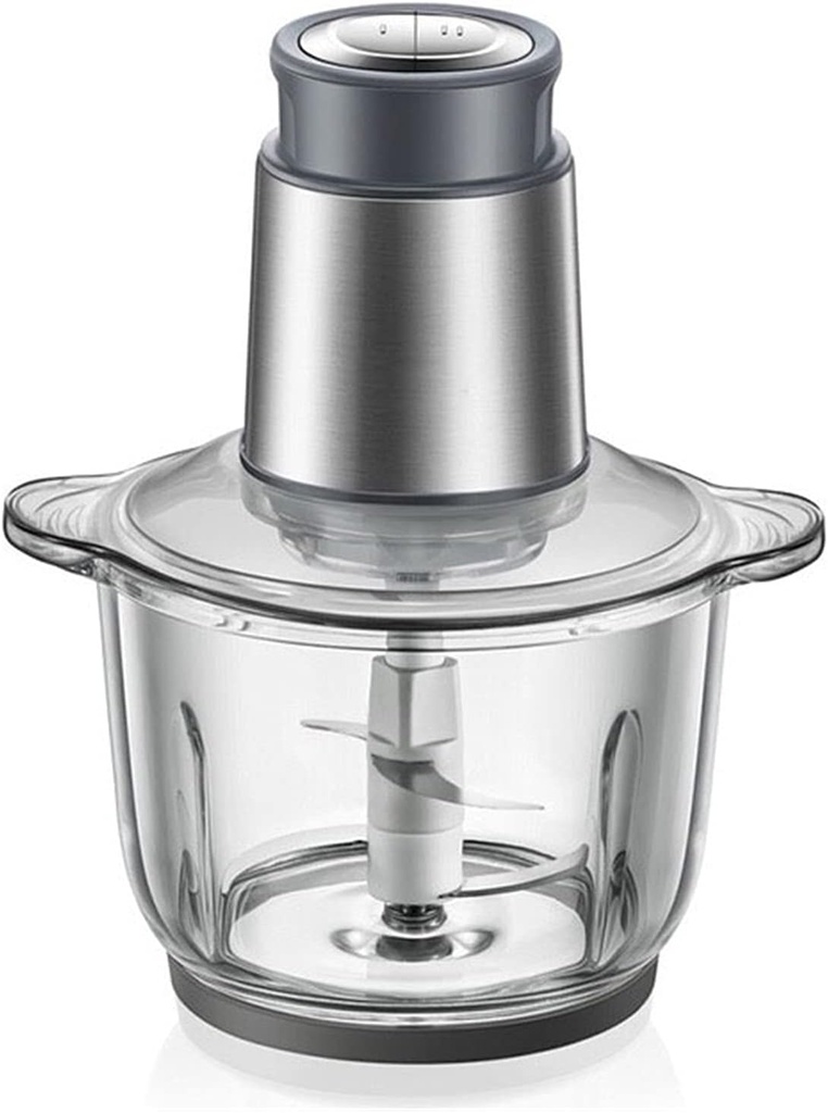 Electric Food Processor, 300W Mini Food Chopper with 2L Stainless Steel Bowl and 4 Sharp Blades, 2 Speeds Meat Grinder for Meat, Vegetable, Fruit Salad, Onion, and Garlic